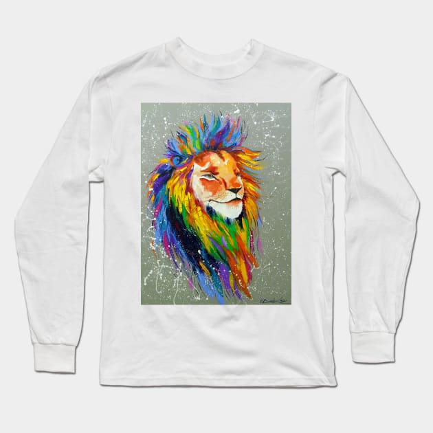 Rainbow Lion Long Sleeve T-Shirt by OLHADARCHUKART